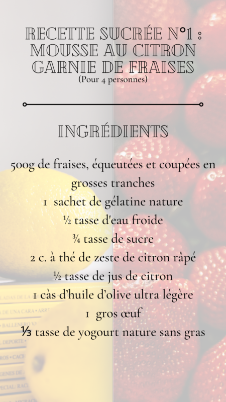 Recette diététique sucrée N°1